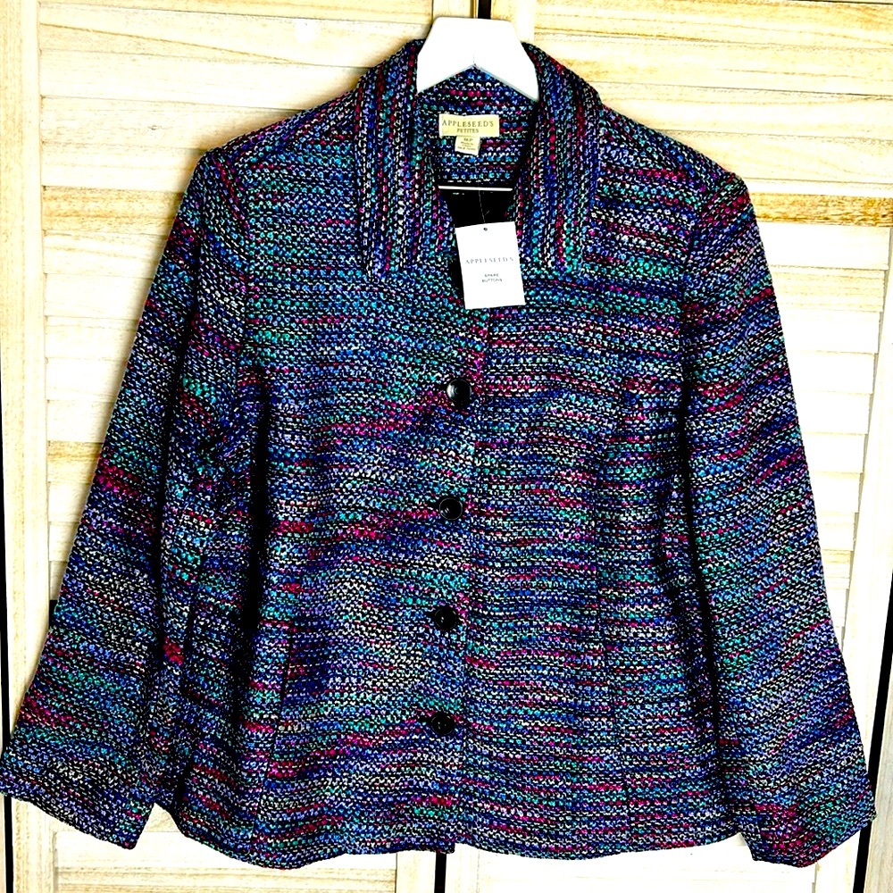 NWT Appleseed’s Multicolor Tweed Blazer / Jacket. Size 16 Petite